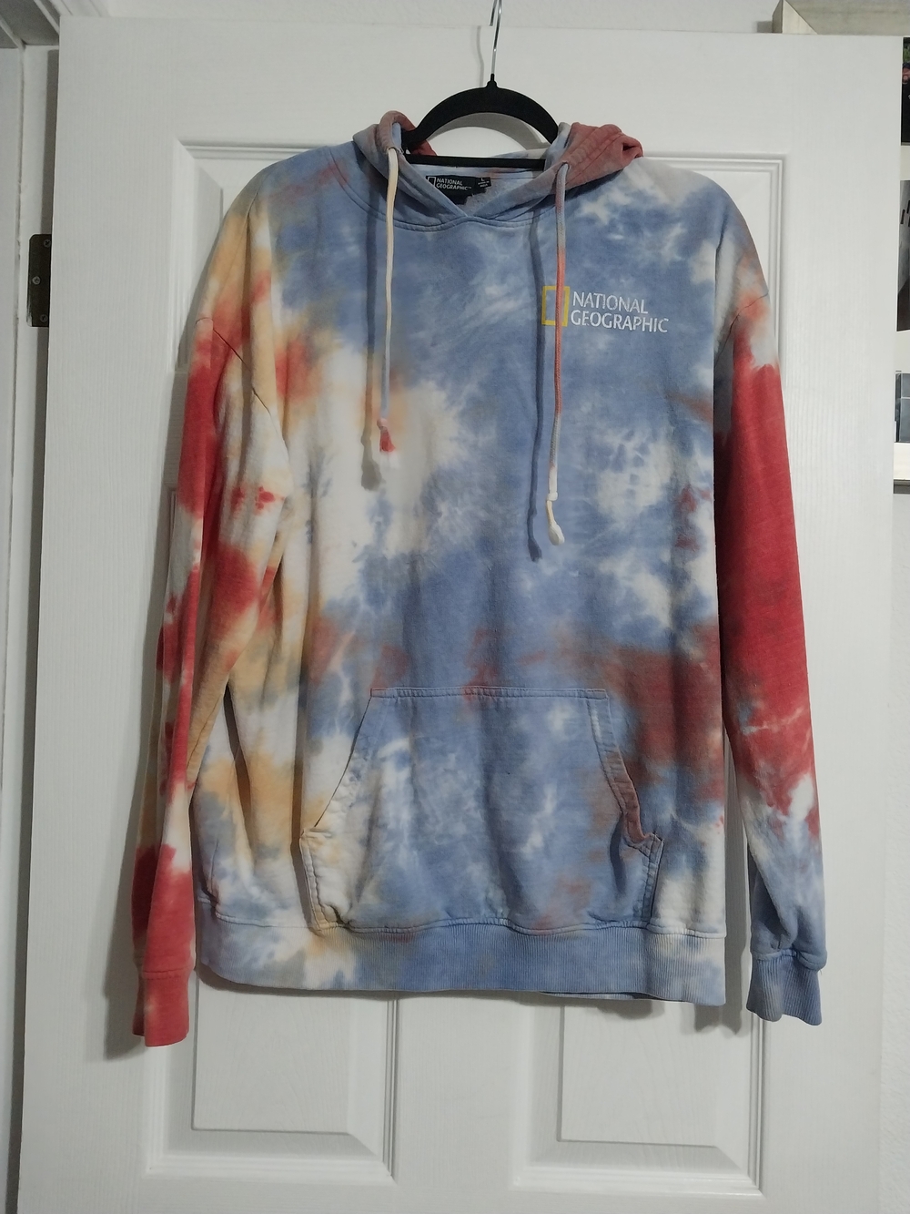 National Geographic Tie-Dye Pullover Hoodie - Blue, Red & Yellow